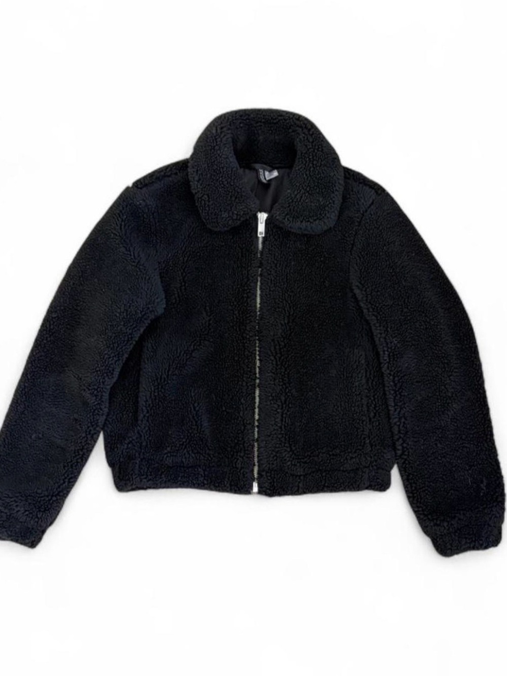 H&M DIVIDED Black Plush Teddy Jacket